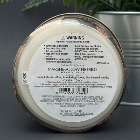 BBW Marshmallow Fireside Bath & Body Works 3 Wick Candle - Picture 9 of 10